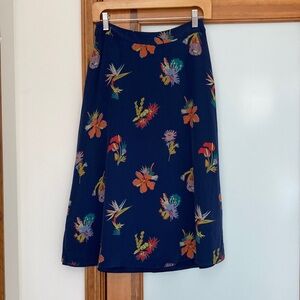Madewell Navy Floral A-Line Skirt